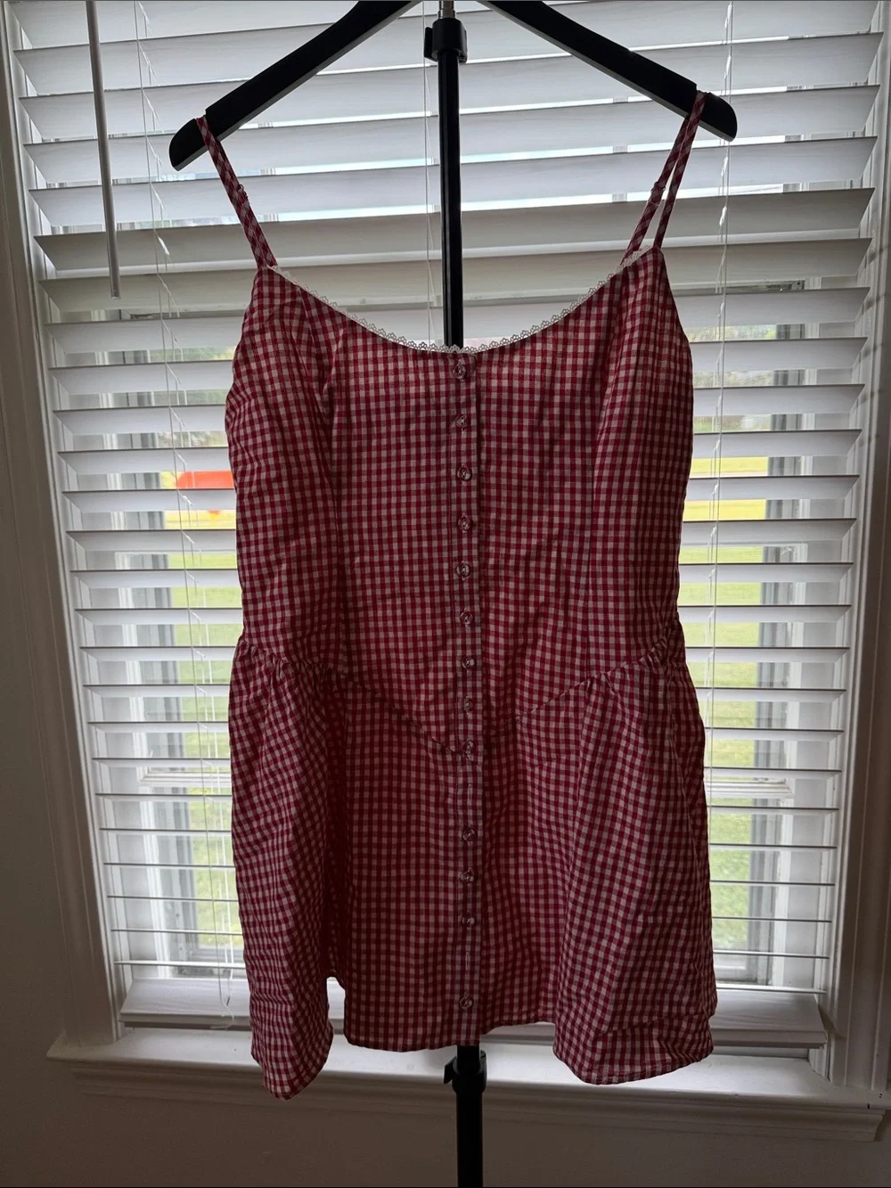 Princess Polly Red Gingham Babydoll Mini Dress Size US 10 - Picture 1 of 7